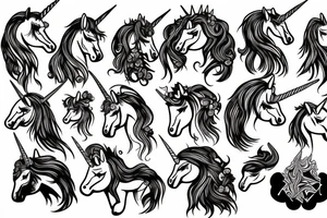 Heads of unicorns tattoo idea