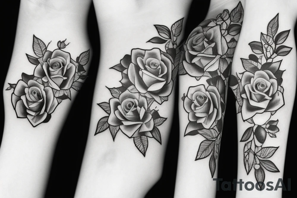 Cross with roses into it tattoo idea