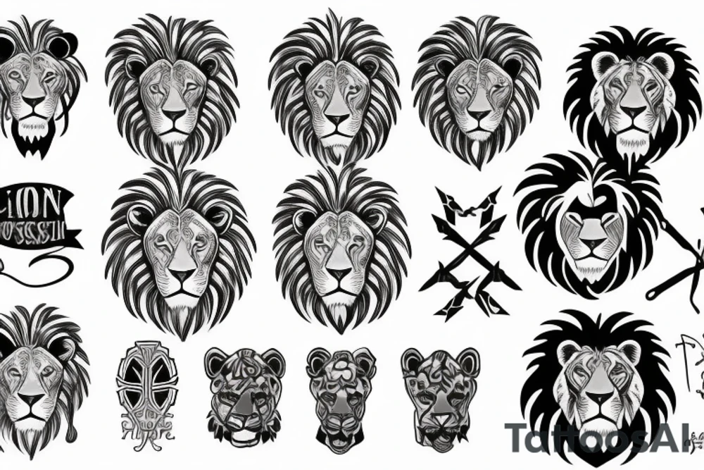 Cross with lion tattoo idea