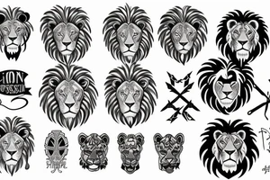Cross with lion tattoo idea