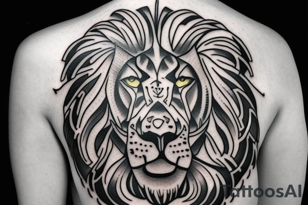 Cross with lion tattoo idea