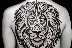 Cross with lion tattoo idea