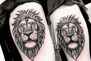 Cross with lion tattoo idea