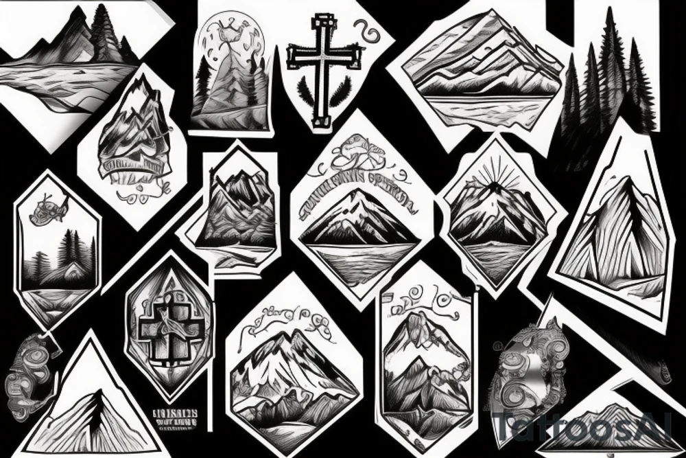Mountain inside of a Christian cross tattoo idea