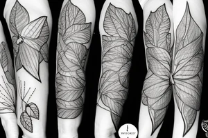 sleeve of figs, leaves, and moths tattoo idea