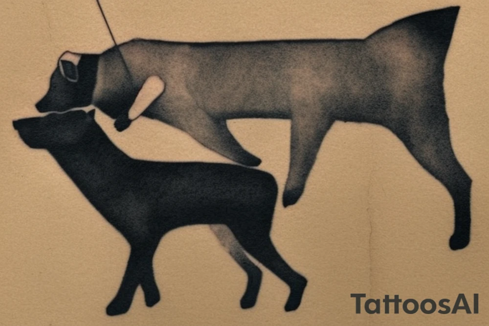 Claro, aqui está a tradução do texto acima para inglês:

Geometric Shepherd Tattoo with Black Panthers

This tattoo is a simple and elegant geometric design of a shepherd walking west, holding a staff in his left hand. The shepherd is tall and thin, with long hair and a beard. He is wearing a long robe and a staff in his left hand. Three black panthers follow him. The panthers are drawn in thin and elegant lines, and the background of the tattoo is empty.

This tattoo would be a perfect choice for someone who wants a meaningful and unique tattoo. The shepherd represents leadership, protection, and guidance, and the panthers represent strength, power, and mystery. This tattoo can be a reminder that we are always being guided and protected by those who love us, and that we have the power to overcome any obstacle.

The tattoo would also be a great choice for someone who wants a tattoo with a unique style. The geometric design is modern and elegant, and it would look great on any part of the body.

Tattoo Specifications:

Style: Geometric
Color: Black lines
Background: Blank
Description: A tall and thin man, walking west, holding a staff in his left hand, followed by three black panthers. tattoo idea