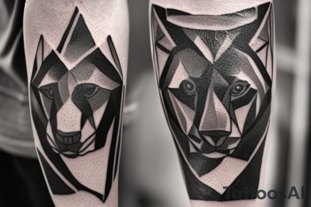 Geometric Shepherd Tattoo with 3 Black Panthers

This tattoo is a simple and elegant geometric design of a shepherd walking west, holding a staff in his left hand. The shepherd is tall and thin, with long hair and a beard. He is wearing a long robe and a staff in his left hand. Three black panthers follow him. The panthers are drawn in thin and elegant lines, and the background of the tattoo is blank.

This tattoo would be a perfect choice for someone who wants a meaningful and unique tattoo. The shepherd represents leadership, protection, and guidance, and the panthers represent strength, power, and mystery. This tattoo can be a reminder that we are always being guided and protected by those who love us, and that we have the power to overcome any obstacle.

The tattoo would also be a great choice for someone who wants a tattoo with a unique style. The geometric design is modern and elegant, and it would look great on any part of the body.

Tattoo Specifications:

Style: Geometric
Color: Black lines
Background: Blank
Description: A tall and thin man, walking west, holding a staff in his left hand, followed by three black panthers. tattoo idea