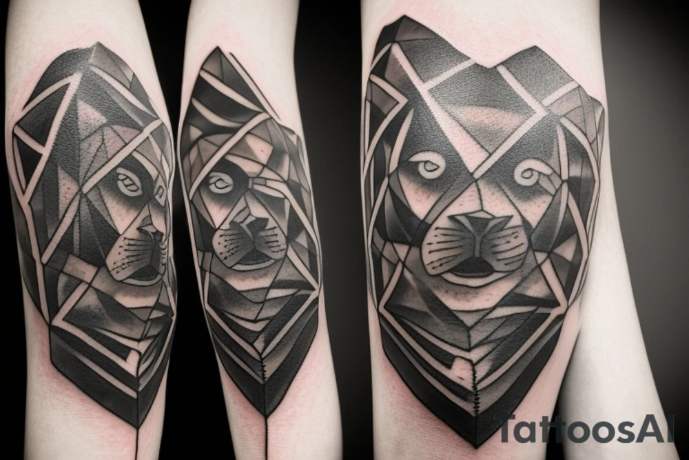 Geometric Shepherd Tattoo with 3 Black Panthers

This tattoo is a simple and elegant geometric design of a shepherd walking west, holding a staff in his left hand. The shepherd is tall and thin, with long hair and a beard. He is wearing a long robe and a staff in his left hand. Three black panthers follow him. The panthers are drawn in thin and elegant lines, and the background of the tattoo is blank.

This tattoo would be a perfect choice for someone who wants a meaningful and unique tattoo. The shepherd represents leadership, protection, and guidance, and the panthers represent strength, power, and mystery. This tattoo can be a reminder that we are always being guided and protected by those who love us, and that we have the power to overcome any obstacle.

The tattoo would also be a great choice for someone who wants a tattoo with a unique style. The geometric design is modern and elegant, and it would look great on any part of the body.

Tattoo Specifications:

Style: Geometric
Color: Black lines
Background: Blank
Description: A tall and thin man, walking west, holding a staff in his left hand, followed by three black panthers. tattoo idea