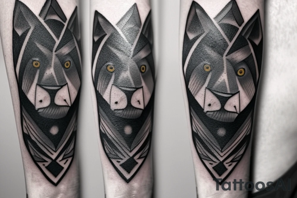 Geometric Shepherd Tattoo with 3 Black Panthers

This tattoo is a simple and elegant geometric design of a shepherd walking west, holding a staff in his left hand. The shepherd is tall and thin, with long hair and a beard. He is wearing a long robe and a staff in his left hand. Three black panthers follow him. The panthers are drawn in thin and elegant lines, and the background of the tattoo is blank.

This tattoo would be a perfect choice for someone who wants a meaningful and unique tattoo. The shepherd represents leadership, protection, and guidance, and the panthers represent strength, power, and mystery. This tattoo can be a reminder that we are always being guided and protected by those who love us, and that we have the power to overcome any obstacle.

The tattoo would also be a great choice for someone who wants a tattoo with a unique style. The geometric design is modern and elegant, and it would look great on any part of the body.

Tattoo Specifications:

Style: Geometric
Color: Black lines
Background: Blank
Description: A tall and thin man, walking west, holding a staff in his left hand, followed by three black panthers. tattoo idea
