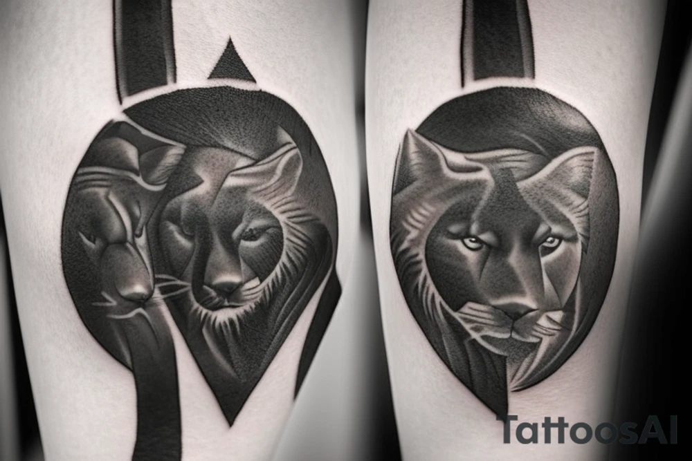 Geometric Shepherd Tattoo with 3 Black Panthers

This tattoo is a simple and elegant geometric design of a shepherd walking west, holding a staff in his left hand. The shepherd is tall and thin, with long hair and a beard. He is wearing a long robe and a staff in his left hand. Three black panthers follow him. The panthers are drawn in thin and elegant lines, and the background of the tattoo is blank.

This tattoo would be a perfect choice for someone who wants a meaningful and unique tattoo. The shepherd represents leadership, protection, and guidance, and the panthers represent strength, power, and mystery. This tattoo can be a reminder that we are always being guided and protected by those who love us, and that we have the power to overcome any obstacle.

The tattoo would also be a great choice for someone who wants a tattoo with a unique style. The geometric design is modern and elegant, and it would look great on any part of the body.

Tattoo Specifications:

Style: Geometric
Color: Black lines
Background: Blank
Description: A tall and thin man, walking west, holding a staff in his left hand, followed by three black panthers. tattoo idea