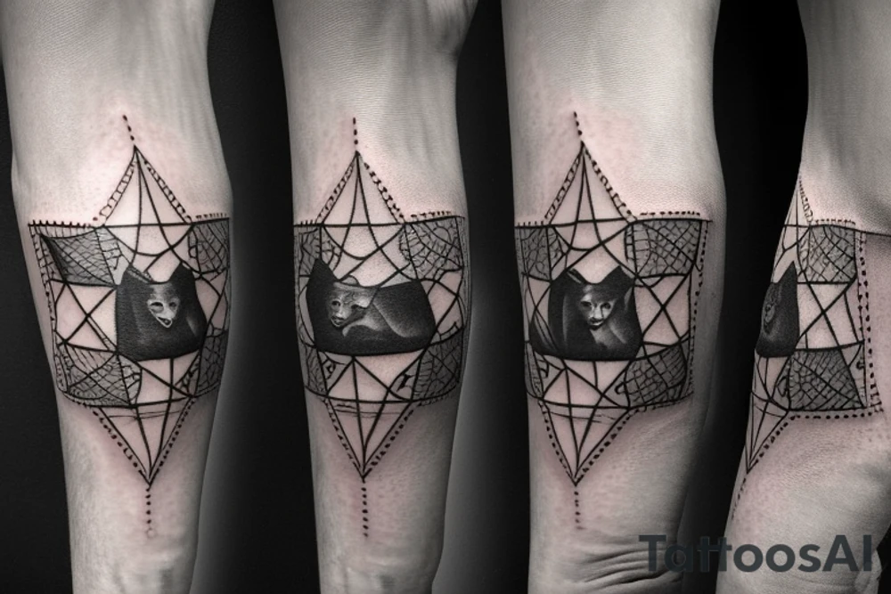 Geometric Shepherd Tattoo with 3 Black Panthers

This tattoo is a simple and elegant geometric design of a shepherd walking west, holding a staff in his left hand. The shepherd is tall and thin, with long hair and a beard. He is wearing a long robe and a staff in his left hand. Three black panthers follow him. The panthers are drawn in thin and elegant lines, and the background of the tattoo is blank.

This tattoo would be a perfect choice for someone who wants a meaningful and unique tattoo. The shepherd represents leadership, protection, and guidance, and the panthers represent strength, power, and mystery. This tattoo can be a reminder that we are always being guided and protected by those who love us, and that we have the power to overcome any obstacle.

The tattoo would also be a great choice for someone who wants a tattoo with a unique style. The geometric design is modern and elegant, and it would look great on any part of the body.

Tattoo Specifications:

Style: Geometric
Color: Black lines
Background: Blank
Description: A tall and thin man, walking west, holding a staff in his left hand, followed by three black panthers. tattoo idea