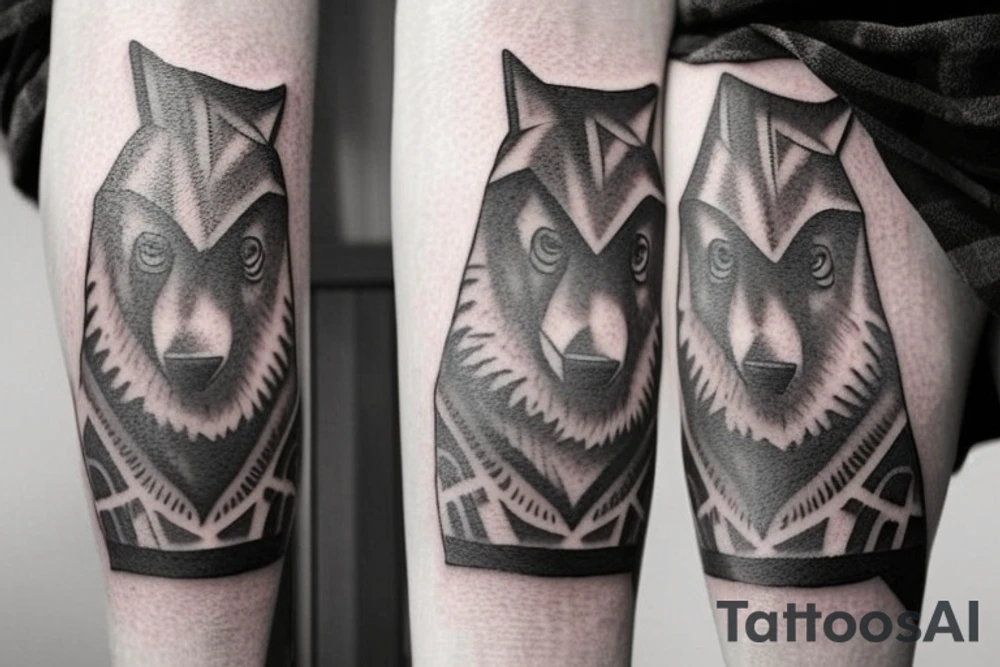 Geometric Shepherd Tattoo with 3 Black Panthers

This tattoo is a simple and elegant geometric design of a shepherd walking west, holding a staff in his left hand. The shepherd is tall and thin, with long hair and a beard. He is wearing a long robe and a staff in his left hand. Three black panthers follow him. The panthers are drawn in thin and elegant lines, and the background of the tattoo is blank.

This tattoo would be a perfect choice for someone who wants a meaningful and unique tattoo. The shepherd represents leadership, protection, and guidance, and the panthers represent strength, power, and mystery. This tattoo can be a reminder that we are always being guided and protected by those who love us, and that we have the power to overcome any obstacle.

The tattoo would also be a great choice for someone who wants a tattoo with a unique style. The geometric design is modern and elegant, and it would look great on any part of the body.

Tattoo Specifications:

Style: Geometric
Color: Black lines
Background: Blank
Description: A tall and thin man, walking west, holding a staff in his left hand, followed by three black panthers. tattoo idea