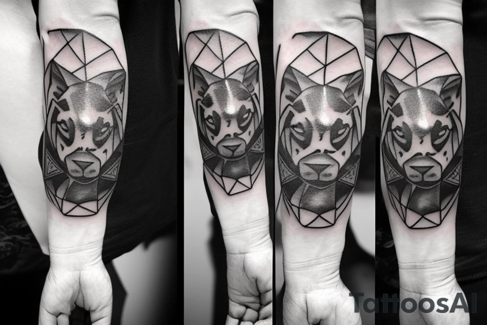 Geometric Shepherd Tattoo with 3 Black Panthers

This tattoo is a simple and elegant geometric design of a shepherd walking west, holding a staff in his left hand. The shepherd is tall and thin, with long hair and a beard. He is wearing a long robe and a staff in his left hand. Three black panthers follow him. The panthers are drawn in thin and elegant lines, and the background of the tattoo is blank.

This tattoo would be a perfect choice for someone who wants a meaningful and unique tattoo. The shepherd represents leadership, protection, and guidance, and the panthers represent strength, power, and mystery. This tattoo can be a reminder that we are always being guided and protected by those who love us, and that we have the power to overcome any obstacle.

The tattoo would also be a great choice for someone who wants a tattoo with a unique style. The geometric design is modern and elegant, and it would look great on any part of the body.

Tattoo Specifications:

Style: Geometric
Color: Black lines
Background: Blank
Description: A tall and thin man, walking west, holding a staff in his left hand, followed by three black panthers. tattoo idea