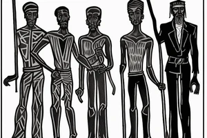 Description: A tall and thin man, walking west, holding a staff in his left hand, followed by three black panthers. The man looks like a shepherd from the times of Jesus Christ tattoo idea