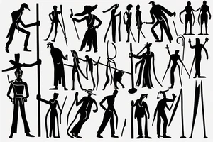 Color: Black lines
Background: Blank
Description: A tall and thin man, walking west from around the fist century, holding a staff in his left hand tattoo idea
