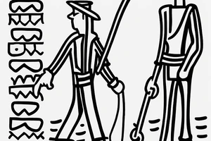 Color: Black lines
Background: Blank
Description: A tall and thin man, walking west from around the fist century, holding a staff in his left hand tattoo idea