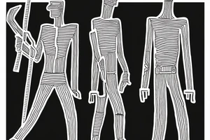 Color: Black lines
Background: Blank
Description: A tall and thin man, walking west from around the fist century, holding a staff in his left hand tattoo idea