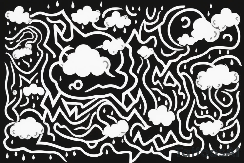 a rain cloud with rain tattoo idea