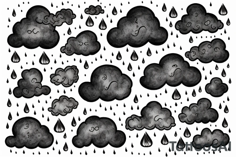 a rain cloud with rain tattoo idea