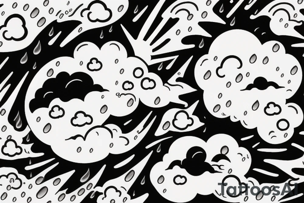 a rain cloud with rain tattoo idea
