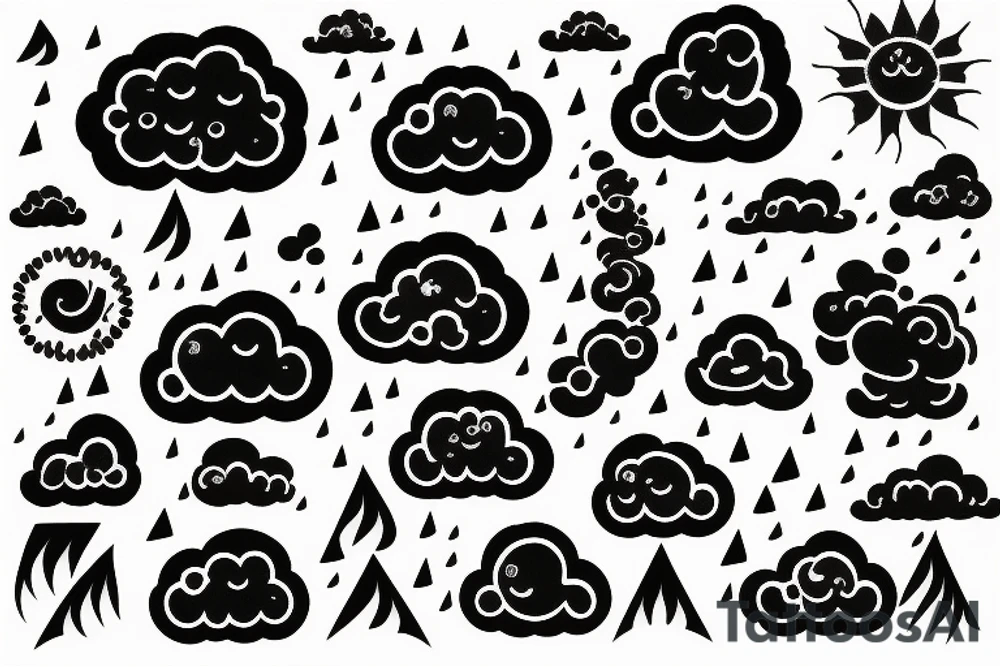 a rain cloud with rain tattoo idea
