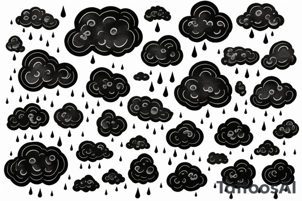 a rain cloud with rain tattoo idea