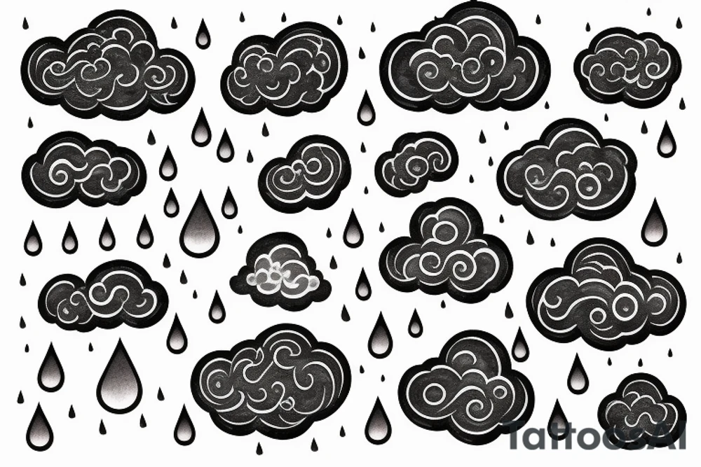 a rain cloud with rain tattoo idea