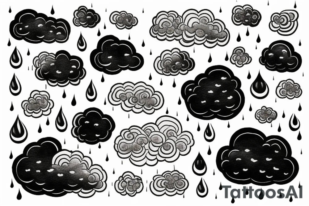 a rain cloud with rain tattoo idea