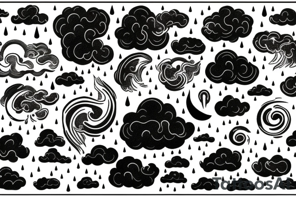 thunderstorm cloud with rain tattoo idea