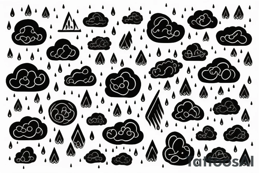 a rain cloud with rain tattoo idea