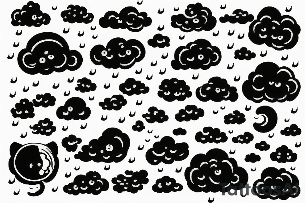 a rain cloud with rain tattoo idea