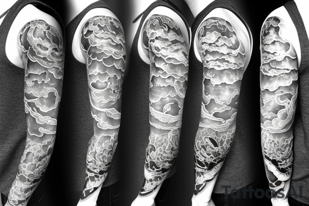 rainy sky with storm clouds full sleeve tattoo idea