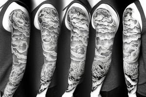 rainy sky with storm clouds full sleeve tattoo idea