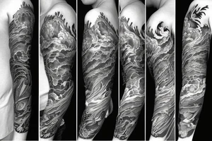 rainy sky with storm clouds full sleeve tattoo idea