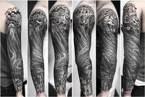 rainy sky with storm clouds full sleeve tattoo idea