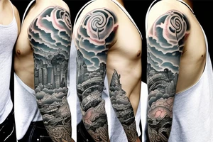 rainy sky with storm clouds full sleeve tattoo idea