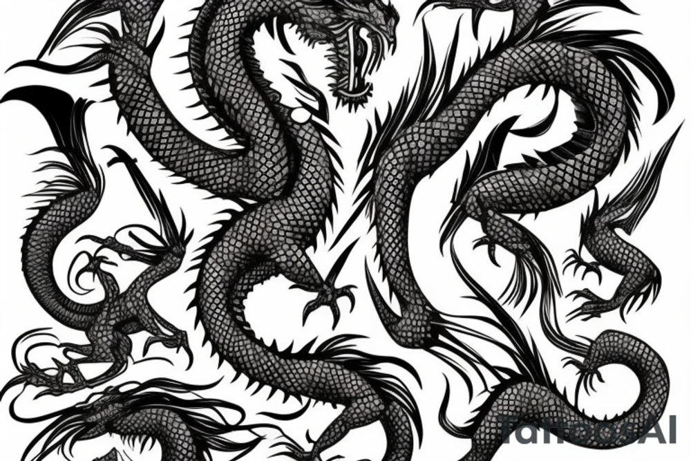 Using the three letters H A and D come up with a tribal dragon concept type art tattoo idea