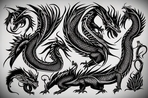 Using the three letters H A and D come up with a tribal dragon concept type art tattoo idea