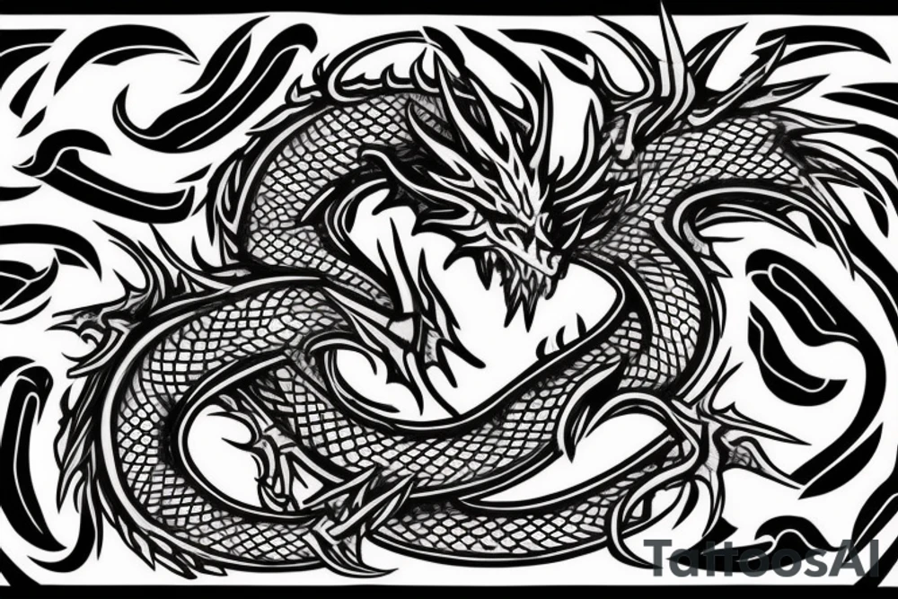 Using the three letters H A and D come up with a tribal dragon concept type art use the the letters mentioned above much more literally to form the dragon form itself. tattoo idea