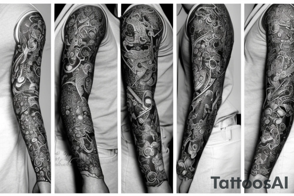 hops full sleeve tattoo idea