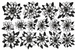 A bouquet of flowers with a chrysanthemum, daisy, Holly Berry, and daffodil tattoo idea
