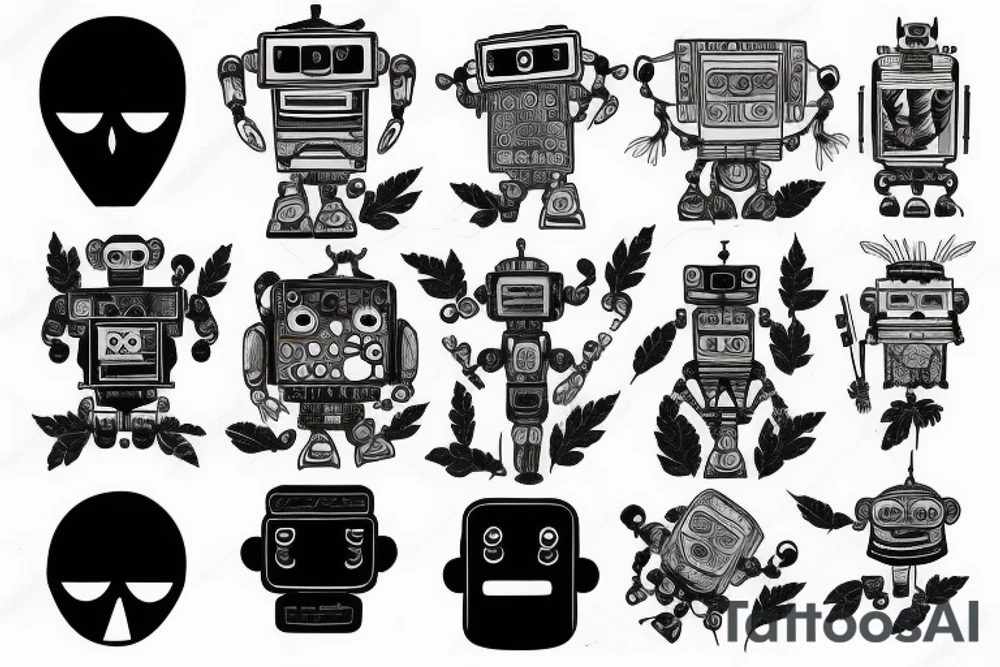 Robot in forest tattoo idea