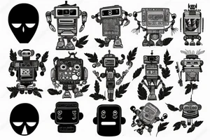 Robot in forest tattoo idea