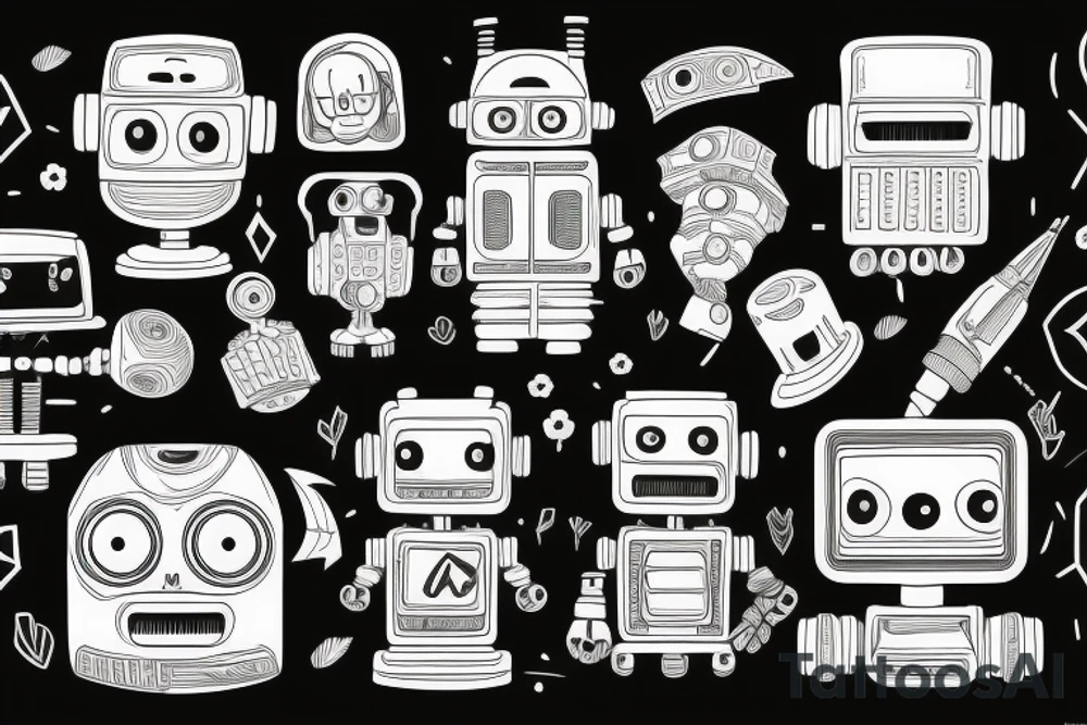 Robot in forest tattoo idea
