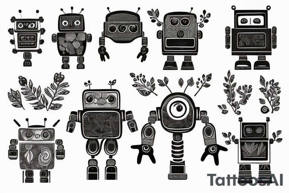 Robot in forest tattoo idea
