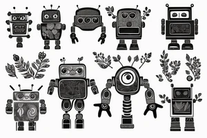 Robot in forest tattoo idea
