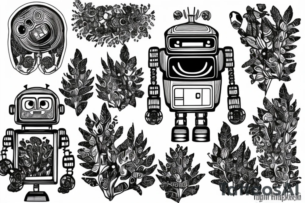 Robot in forest tattoo idea