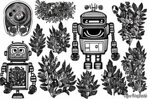 Robot in forest tattoo idea