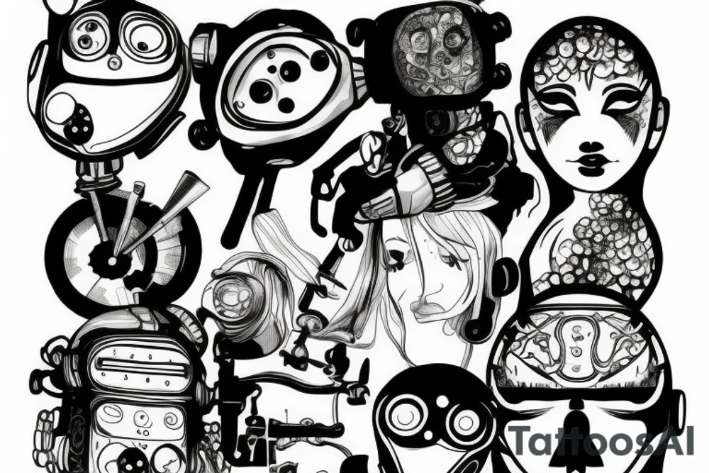 Robot in forest tattoo idea