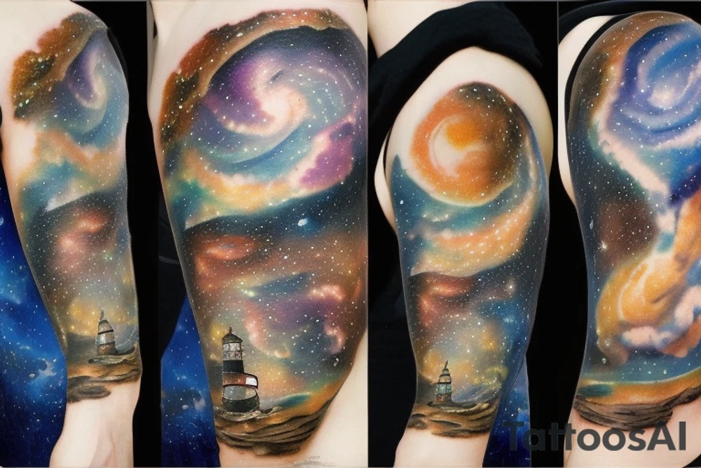 Lighthouse Milky Way galaxy tattoo idea